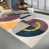 Modern Abstract Polyester Black and Gold Area Rug Image - 9