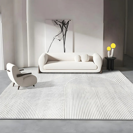 Modern Abstract Rectangle Polyester Beige Area Rug Image - 2