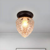 Modern Acorn-Shaped Clear Glass Flush Mount Light Image - 3