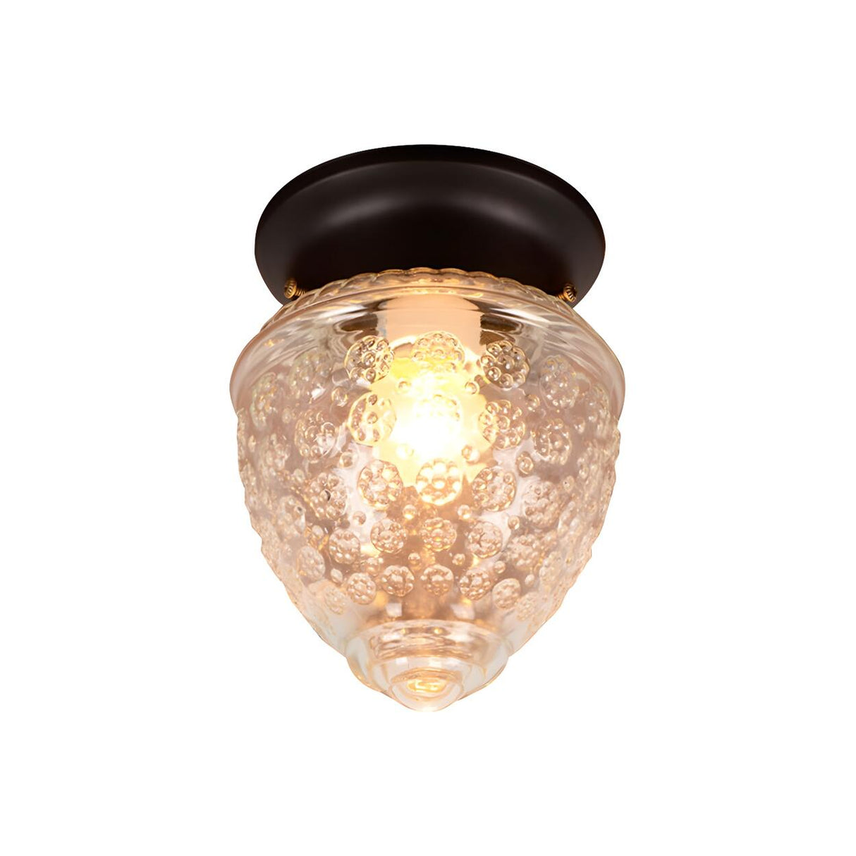 Modern Acorn-Shaped Clear Glass Flush Mount Light Image - 4