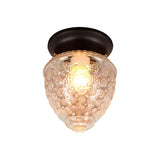 Modern Acorn-Shaped Clear Glass Flush Mount Light Image - 4