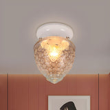 Modern Acorn-Shaped Clear Glass Flush Mount Light Image - 7