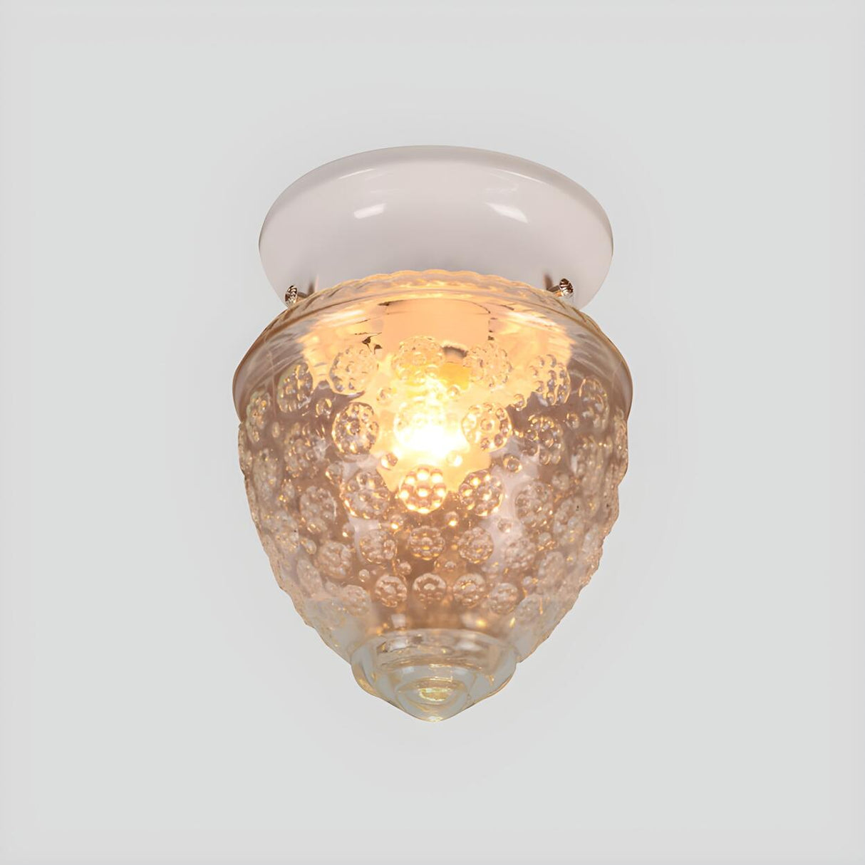 Modern Acorn-Shaped Clear Glass Flush Mount Light Image - 9