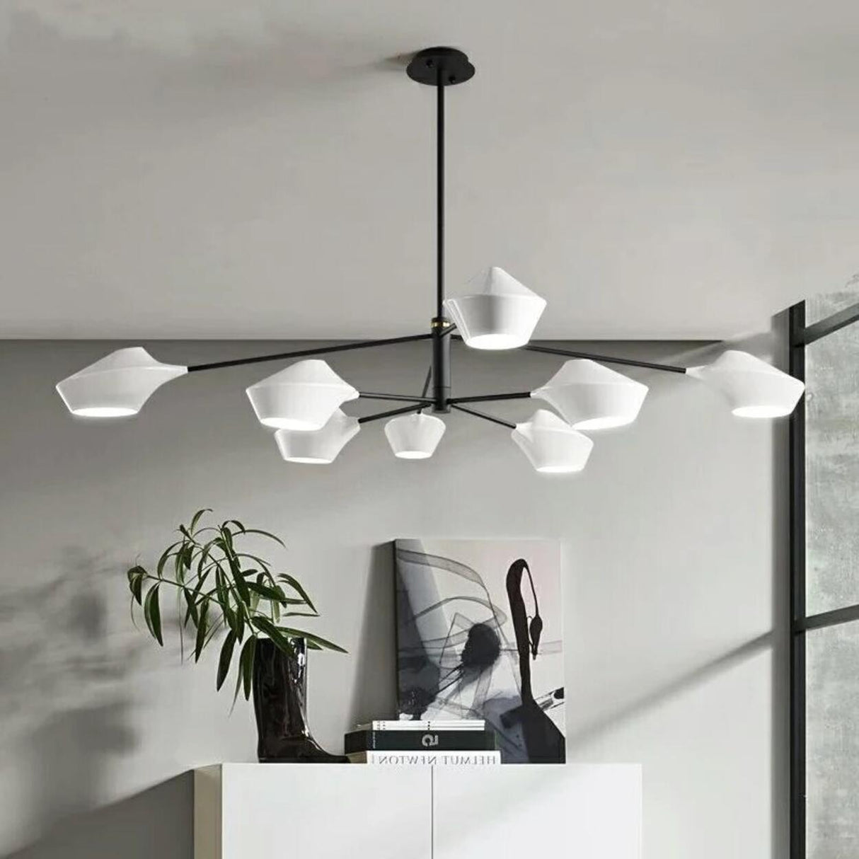 Modern Acrylic Geometric Tiered Sputnik Chandelier Image - 3