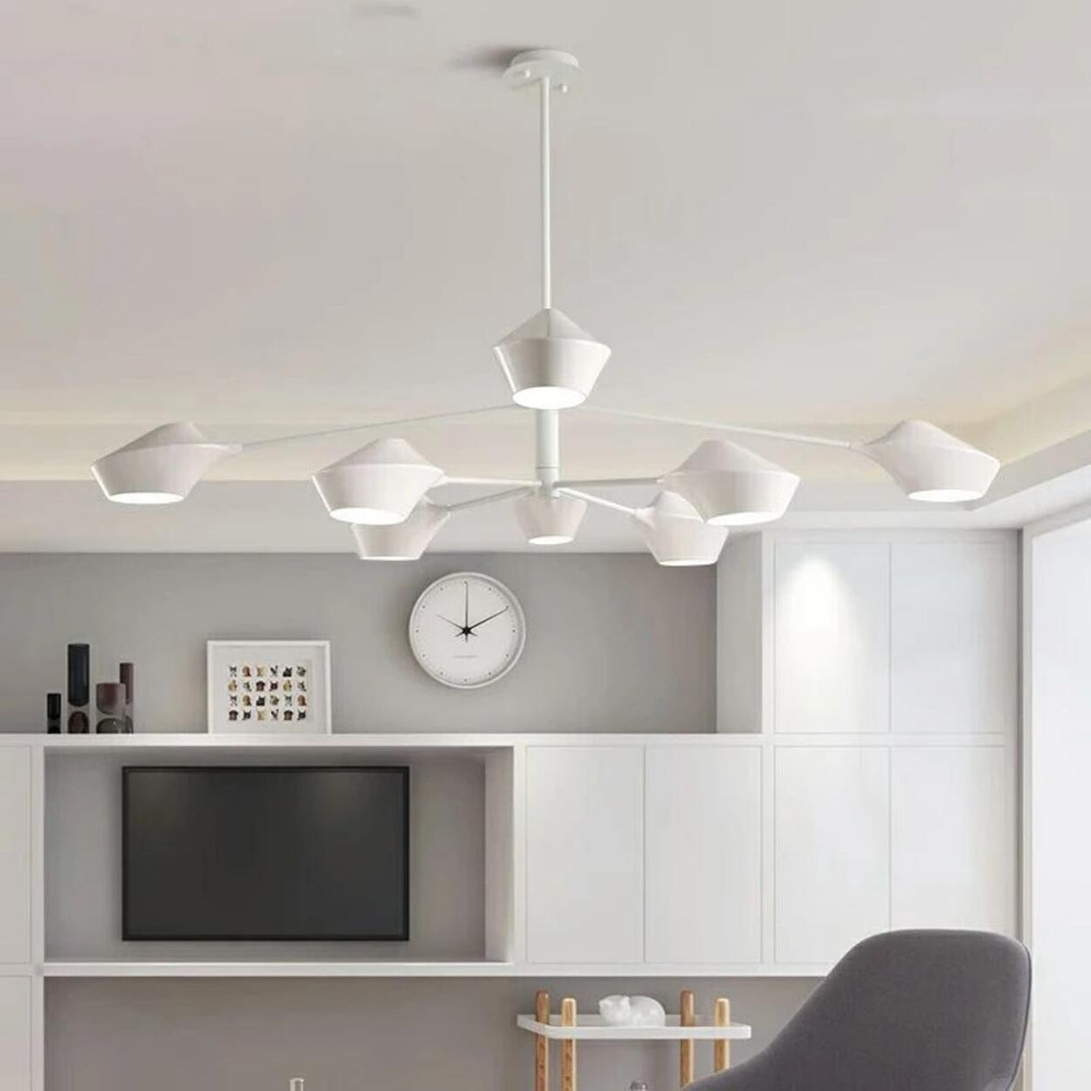 Modern Acrylic Geometric Tiered Sputnik Chandelier Image - 6