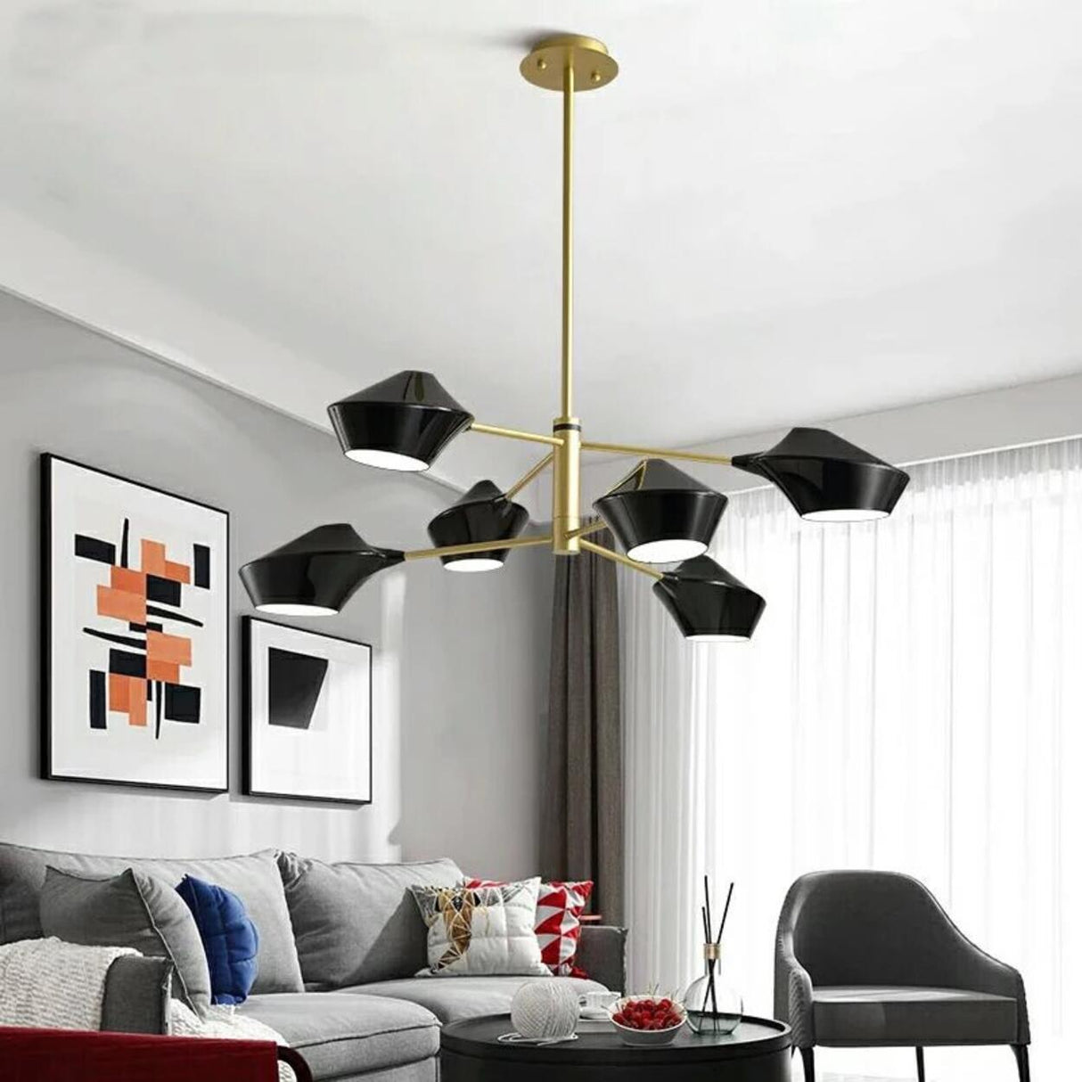 Modern Acrylic Geometric Tiered Sputnik Chandelier Image - 8