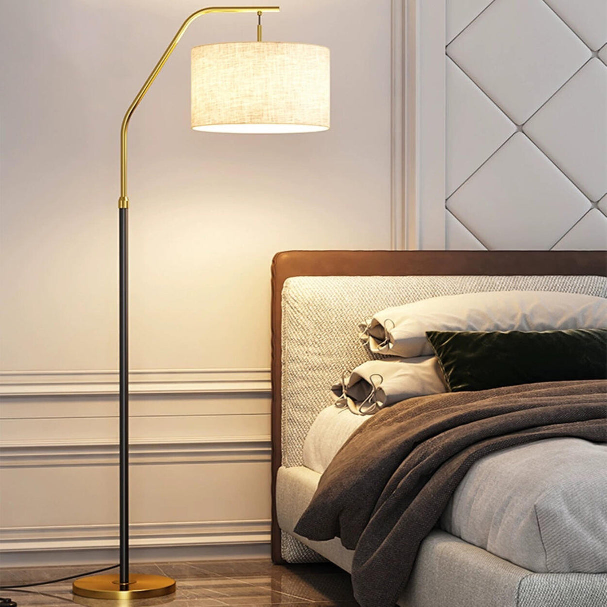 Modern Adjustable Barrel Gold Metal Floor Lamp Image - 3
