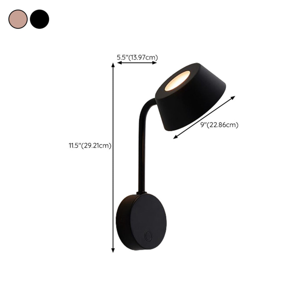 Modern Adjustable Black Cylinder LED Wall Sconce 