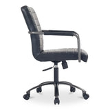 Modern Adjustable Black Leather Swivel Office Chair Image - 10