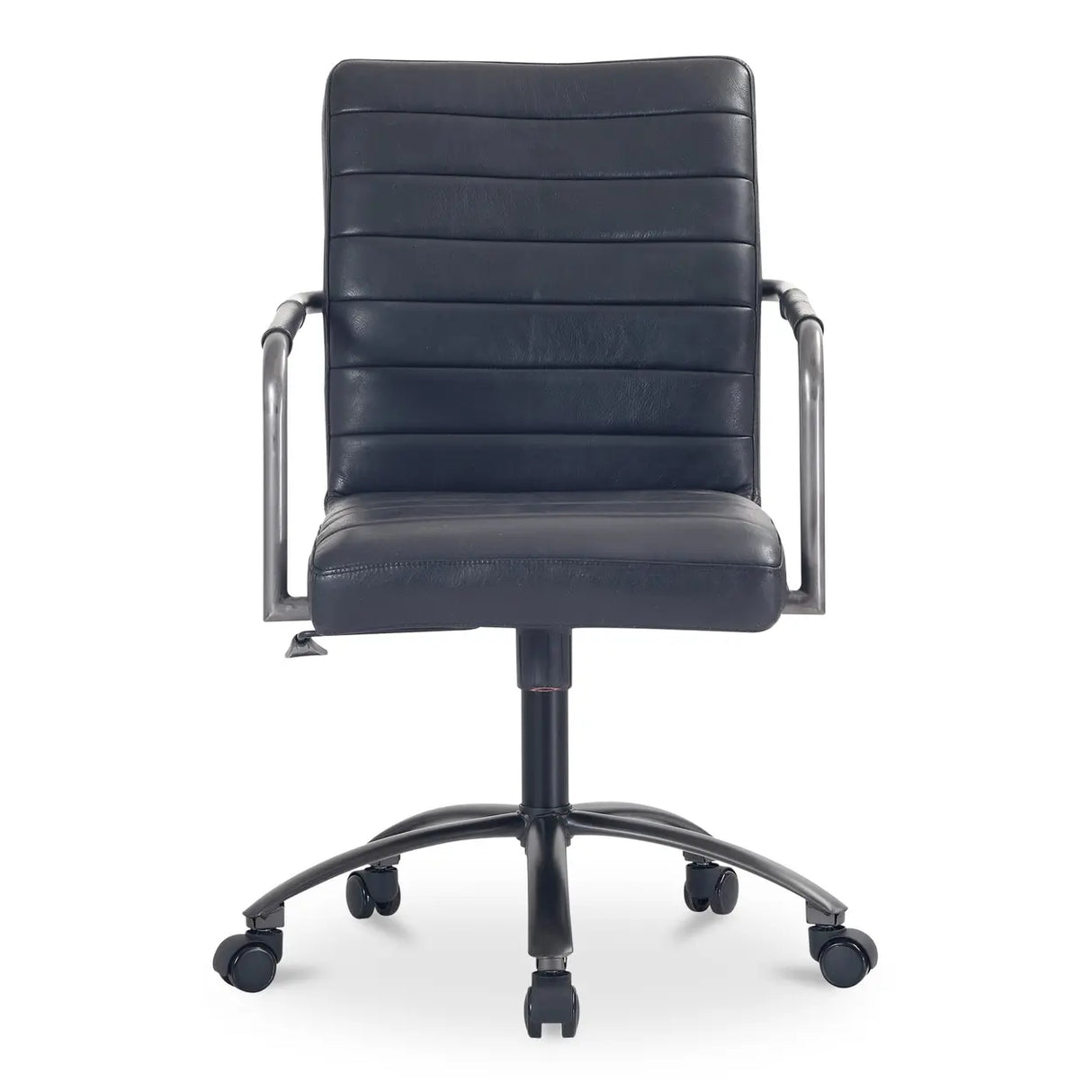 Modern Adjustable Black Leather Swivel Office Chair Image - 12