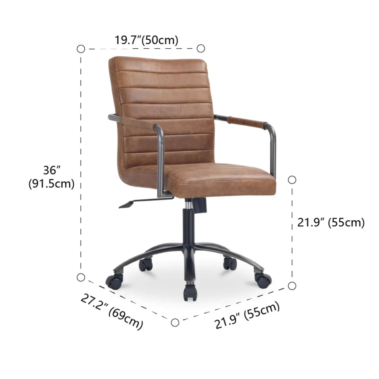 Modern Adjustable Black Leather Swivel Office Chair 