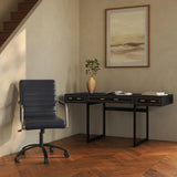 Modern Adjustable Black Leather Swivel Office Chair Image - 4