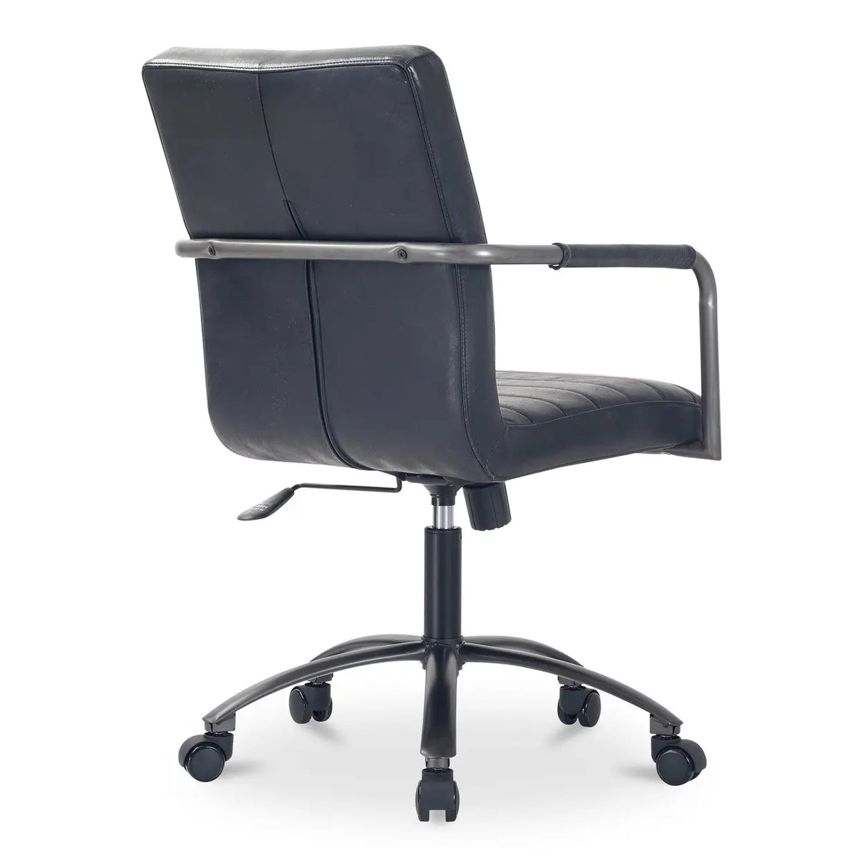 Modern Adjustable Black Leather Swivel Office Chair Image - 5
