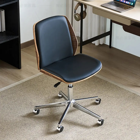Modern Adjustable Ergonomic Leather Armless Swivel Office Chair Image - 2