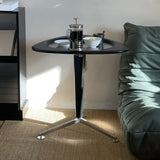 Modern Adjustable Height Brown Triangular Wood Side Table Image - 8