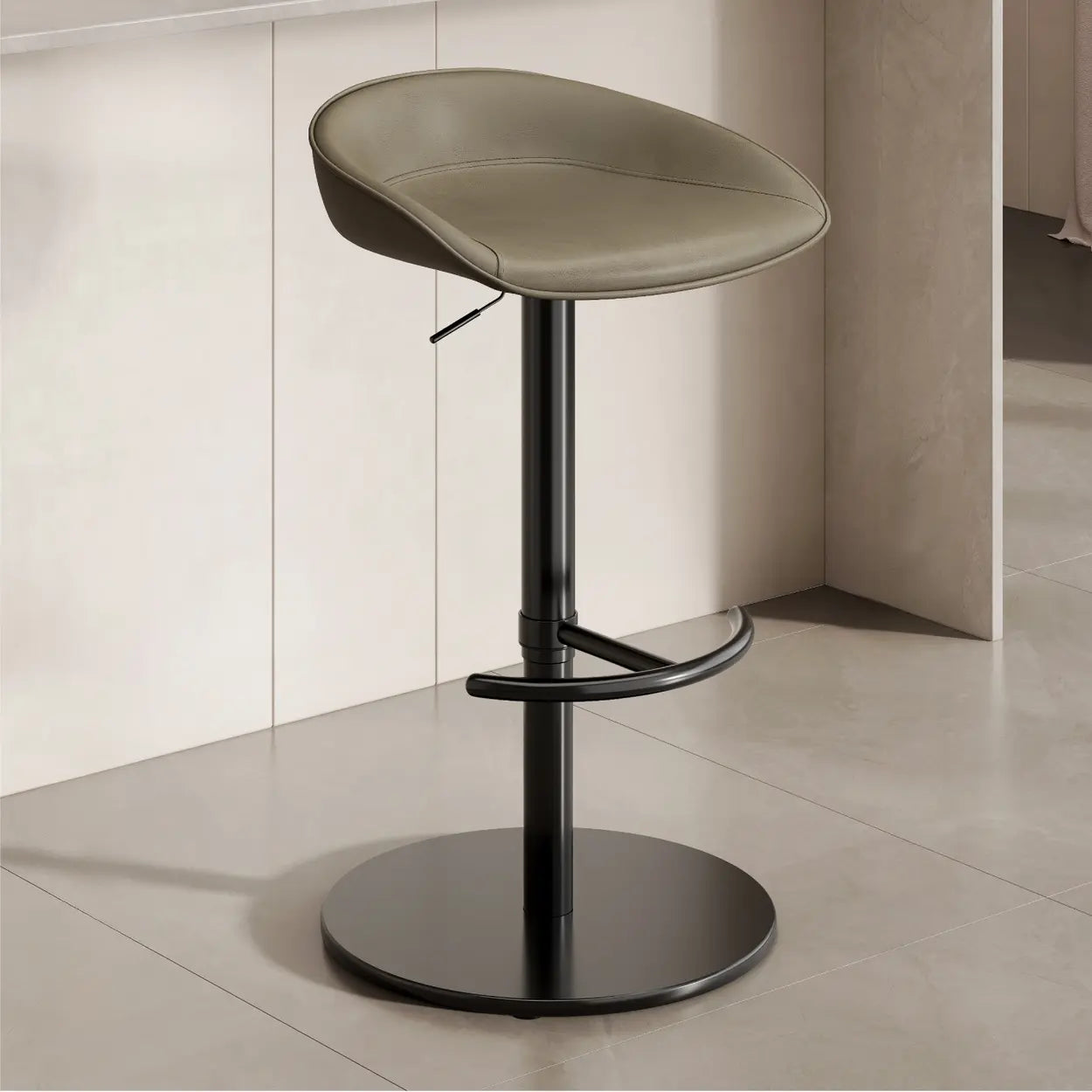 Modern Adjustable Height Swivel Bar Stool with Footrest Image - 15