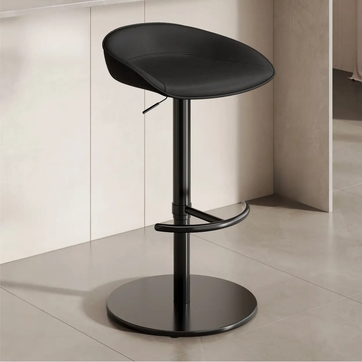 Modern Adjustable Height Swivel Bar Stool with Footrest Image - 19