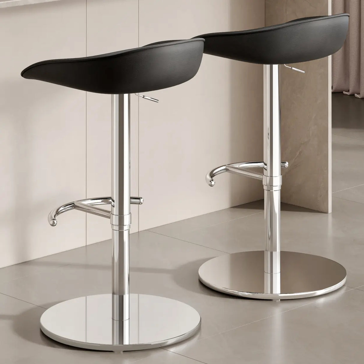 Modern Adjustable Height Swivel Bar Stool with Footrest Image - 6