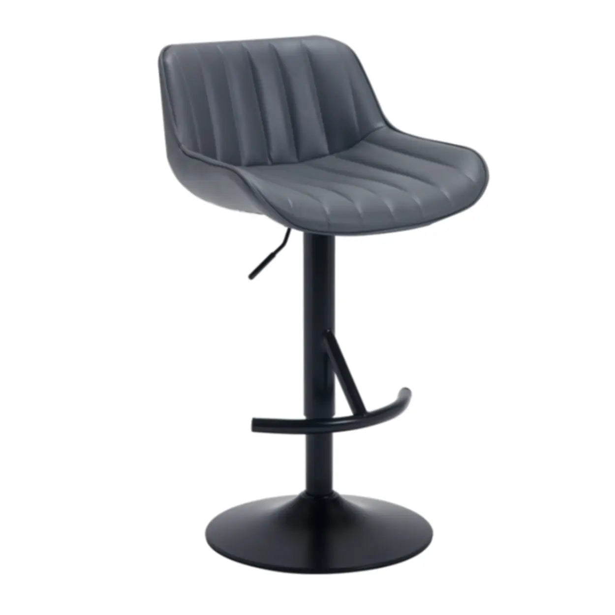 Modern Adjustable Height Swivel Leather Bar Stool with Footrest Image - 2