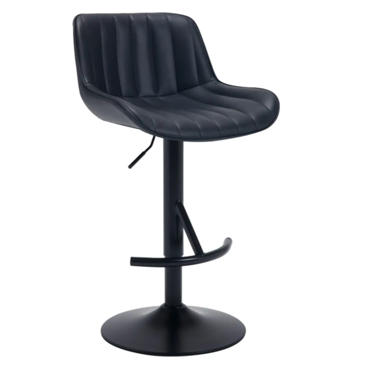 Modern Adjustable Height Swivel Leather Bar Stool with Footrest Image - 5