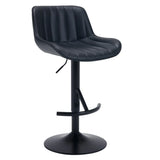 Modern Adjustable Height Swivel Leather Bar Stool with Footrest Image - 5