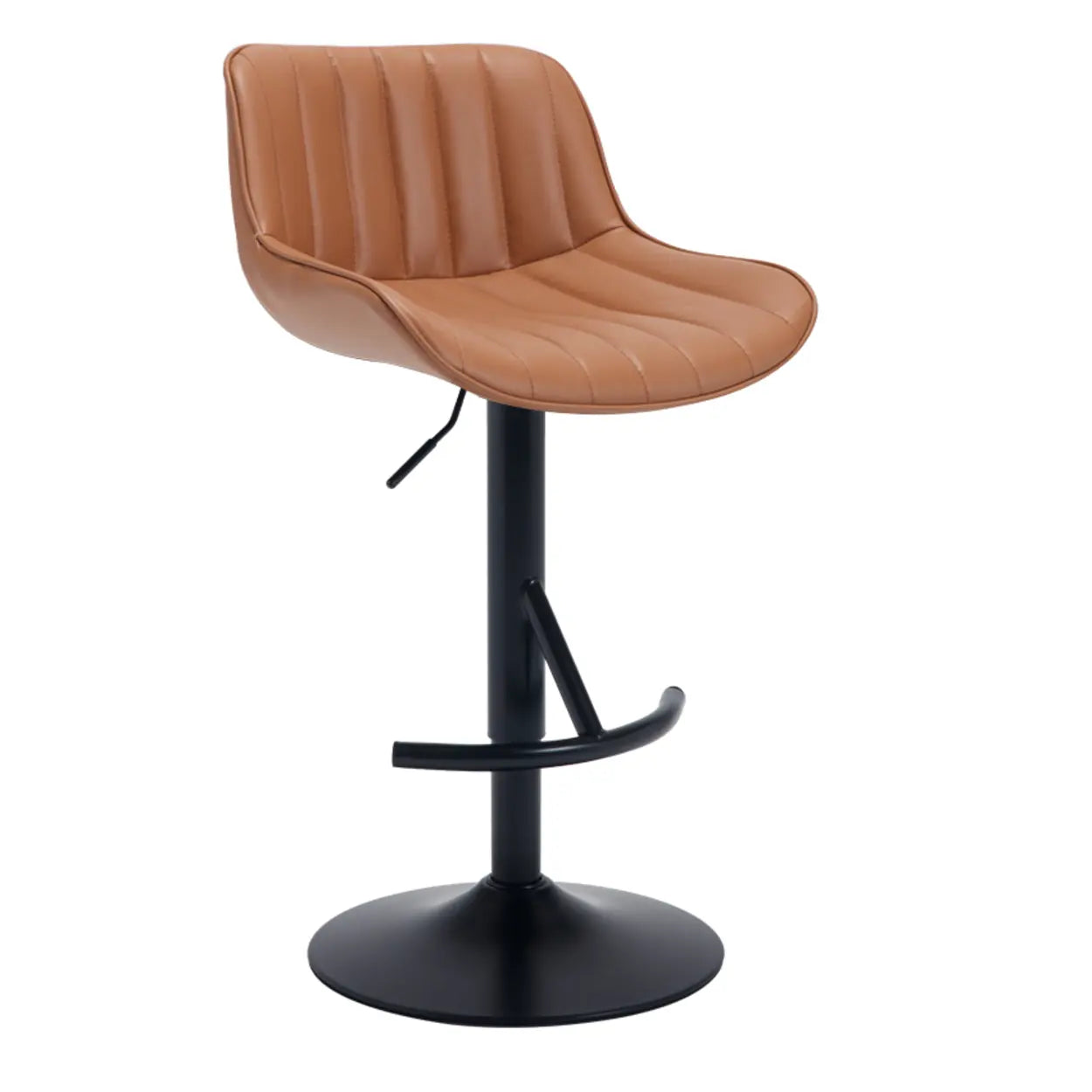 Modern Adjustable Height Swivel Leather Bar Stool with Footrest Image - 7