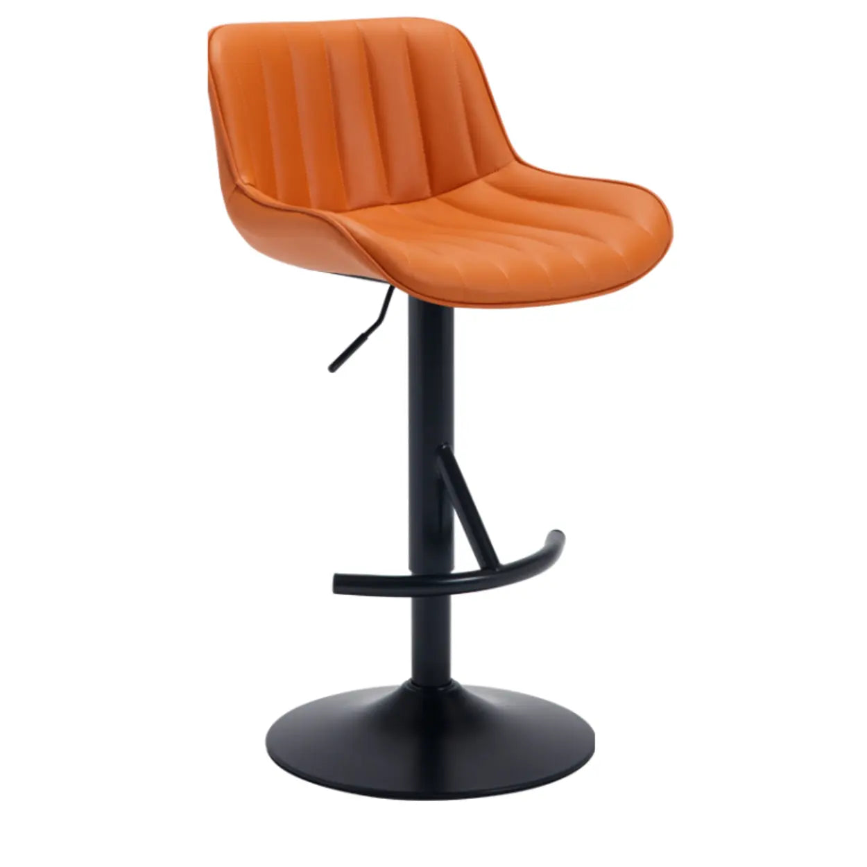 Modern Adjustable Height Swivel Leather Bar Stool with Footrest Image - 9