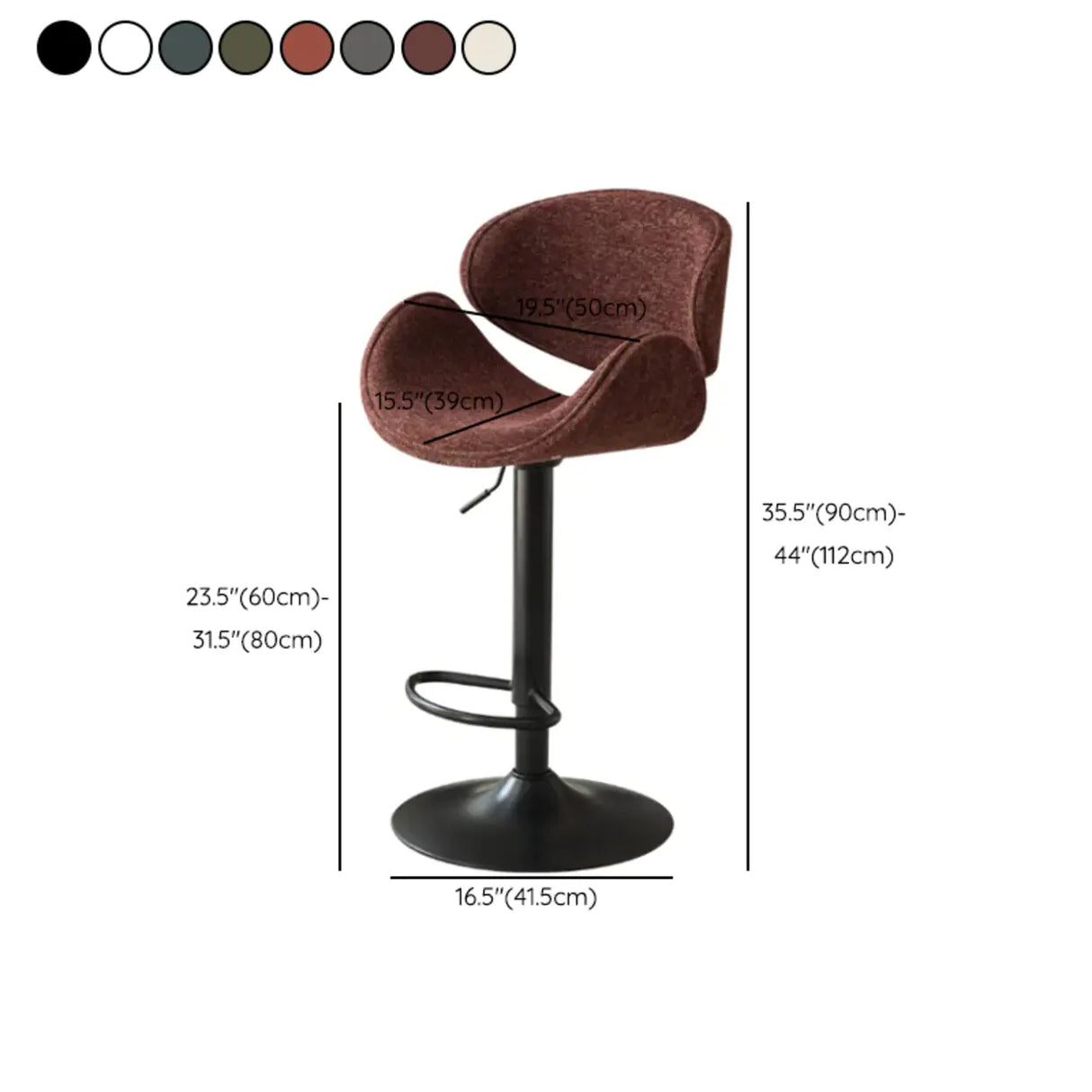 Modern Adjustable Height Swivel Saddle Bar Stool with Footrest 