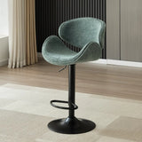 Modern Adjustable Height Swivel Saddle Bar Stool with Footrest Image - 3