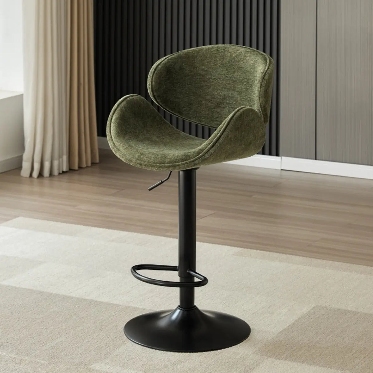 Modern Adjustable Height Swivel Saddle Bar Stool with Footrest Image - 5