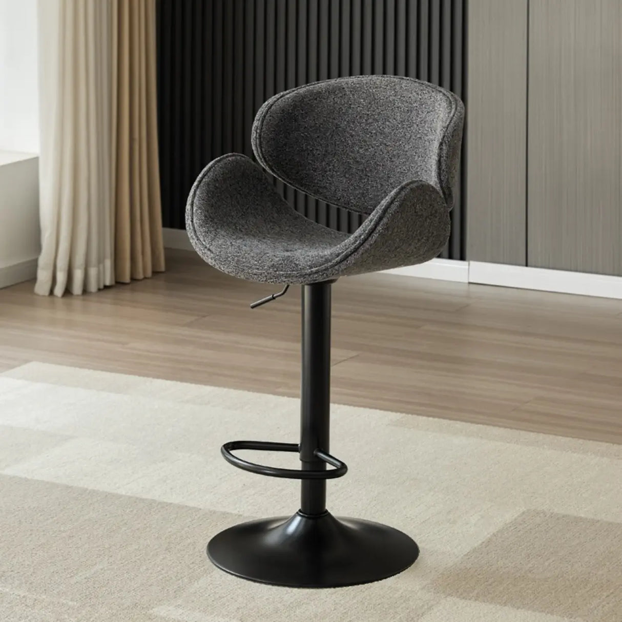 Modern Adjustable Height Swivel Saddle Bar Stool with Footrest Image - 9