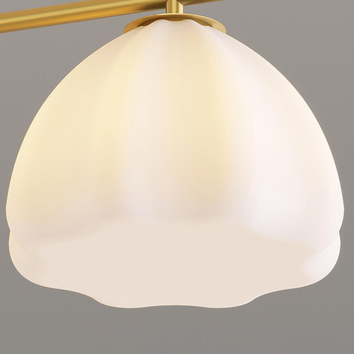 Modern Adjustable Height Wood and Brass Round Chandelier Image - 9