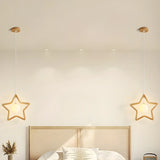 Modern Adjustable Height Wood Star Bedroom Pendant Light Image - 1