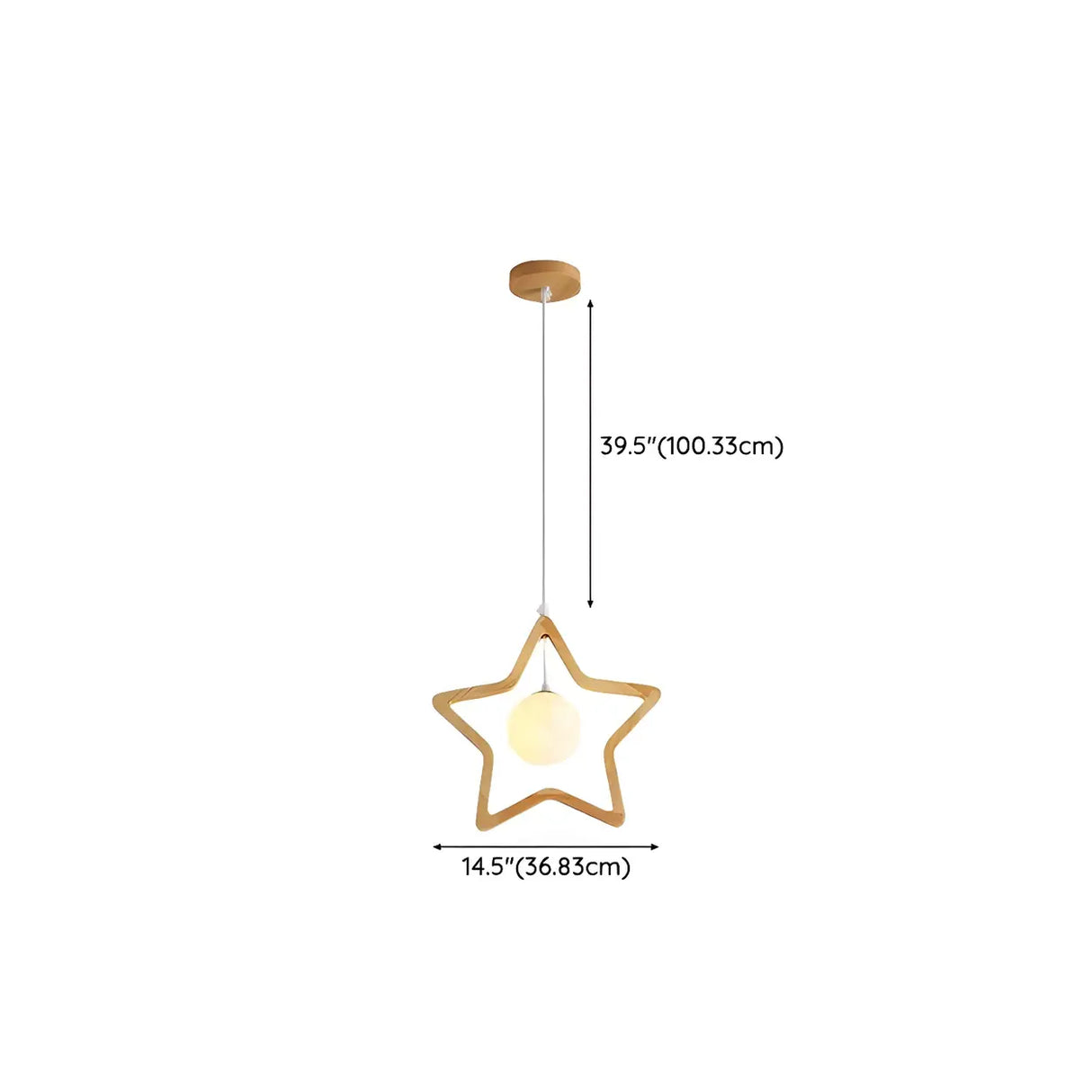 Modern Adjustable Height Wood Star Bedroom Pendant Light Image - 10
