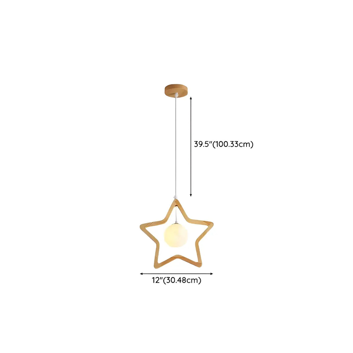 Modern Adjustable Height Wood Star Bedroom Pendant Light 