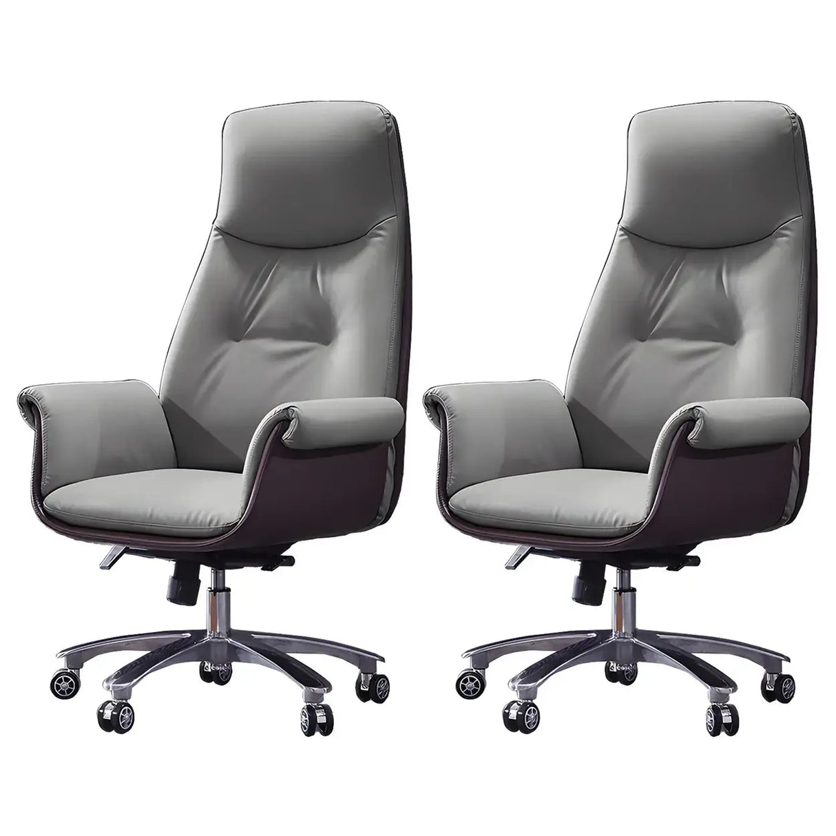 Modern Adjustable Leather Ergonomic Office Chair With Casters Image - 11