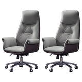 Modern Adjustable Leather Ergonomic Office Chair With Casters Image - 11