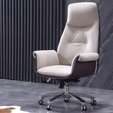 Modern Adjustable Leather Ergonomic Office Chair With Casters Image - 15