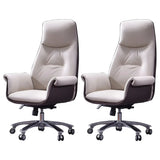 Modern Adjustable Leather Ergonomic Office Chair With Casters Image - 16