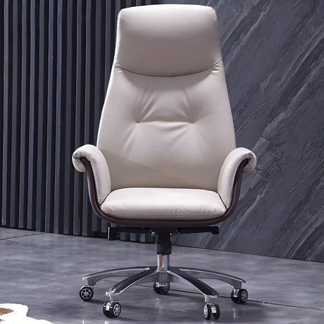 Modern Adjustable Leather Ergonomic Office Chair With Casters Image - 2