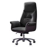 Modern Adjustable Leather Ergonomic Office Chair With Casters Image - 3