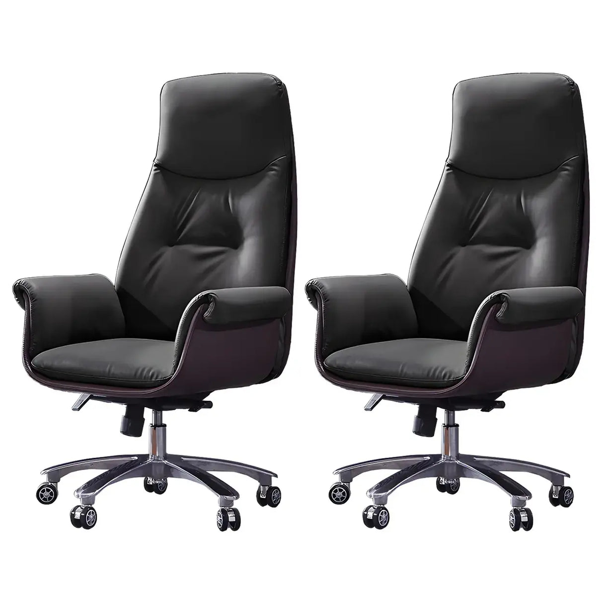 Modern Adjustable Leather Ergonomic Office Chair With Casters Image - 4