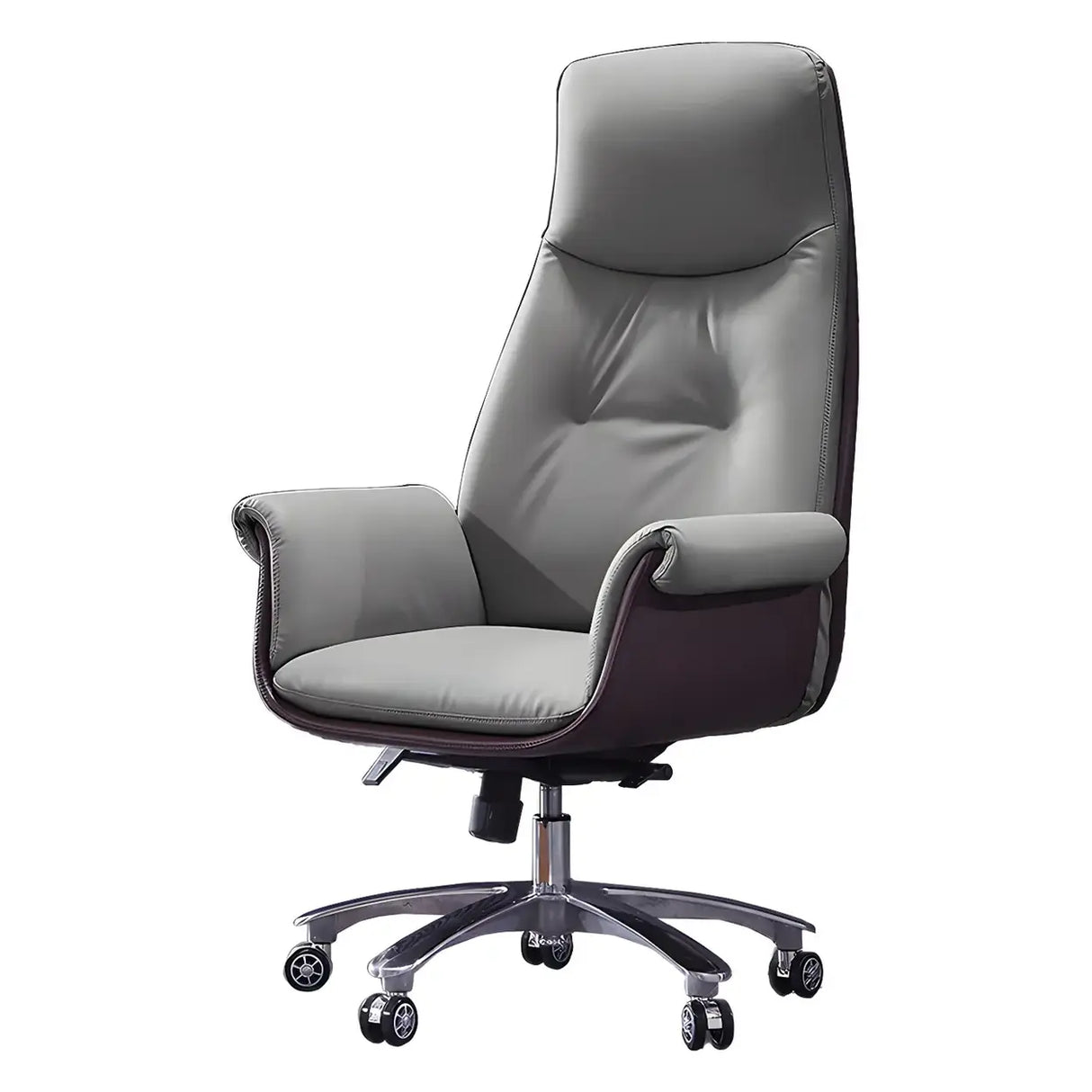 Modern Adjustable Leather Ergonomic Office Chair With Casters Image - 5