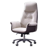 Modern Adjustable Leather Ergonomic Office Chair With Casters Image - 6