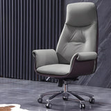 Modern Adjustable Leather Ergonomic Office Chair With Casters Image - 9