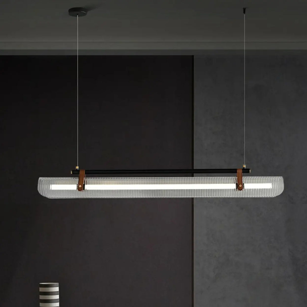 Modern Adjustable Linear Glass Kitchen Island Light Image - 4