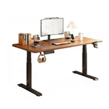 Modern Adjustable Rectangle Wood T-Shape Standing Desk Image - 10