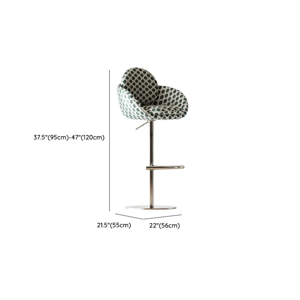 Modern Adjustable Swivel Cushioned Seat Bucket Bar Stool 