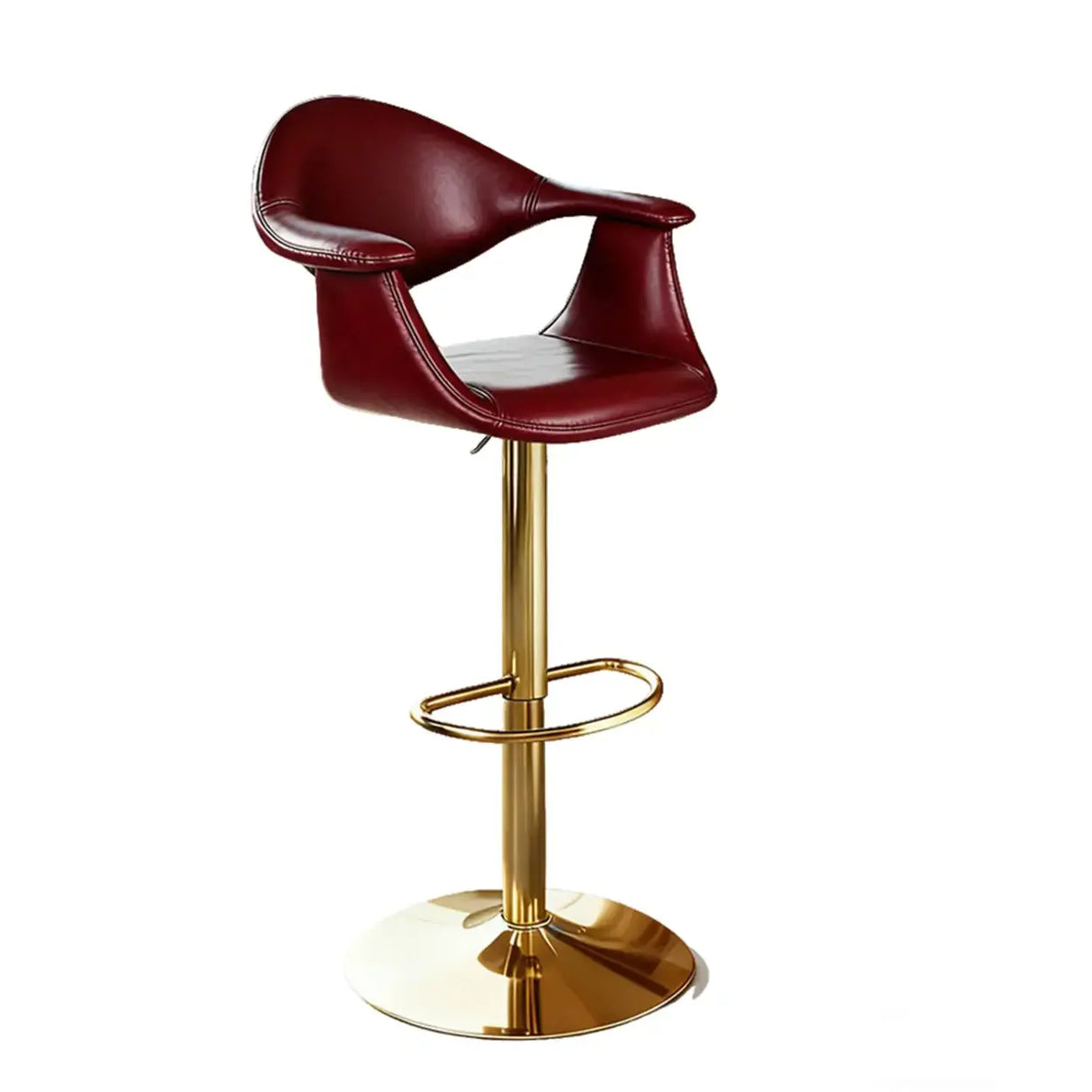 Modern Adjustable Swivel Faux Leather Counter Bar Stool Image - 12