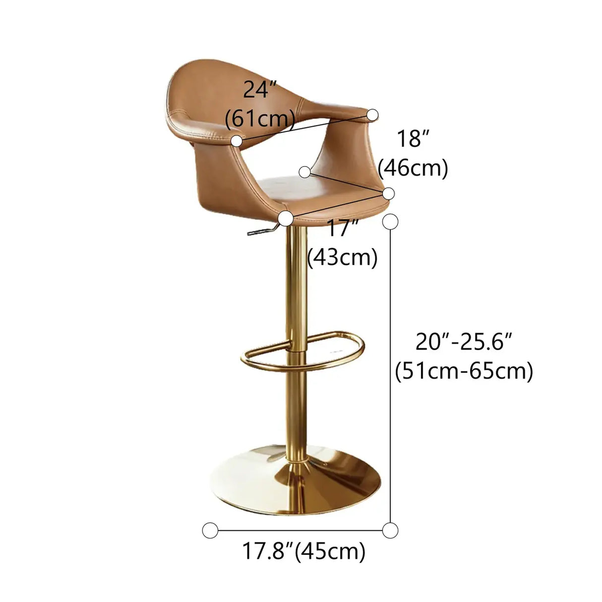 Modern Adjustable Swivel Faux Leather Counter Bar Stool Image - 14